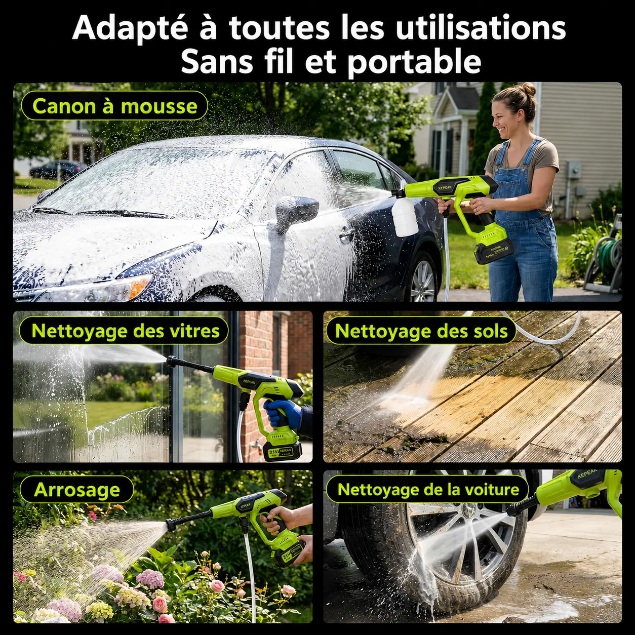 Nettoyeur haute pression portable sans fil 100 bar — image 5